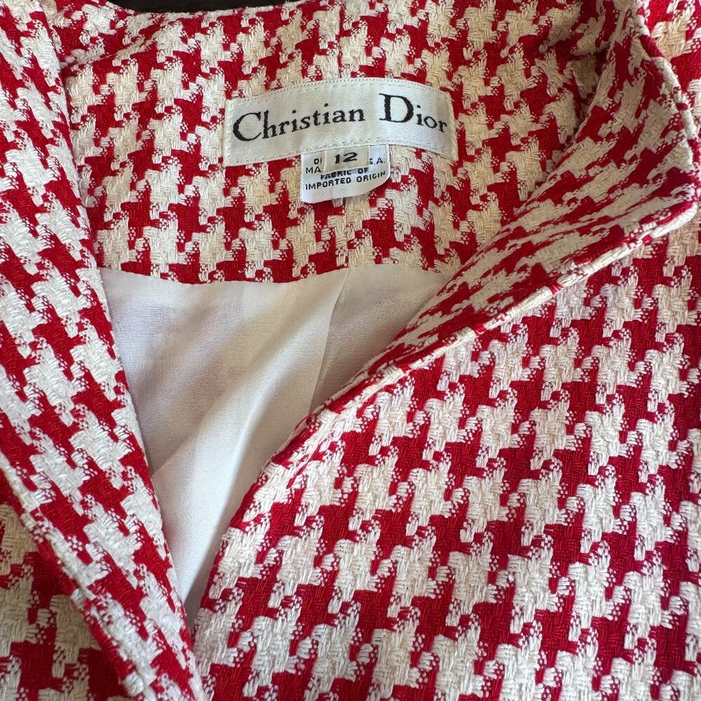 Vintage Christian Dior Houndstooth Christmas Dinner Gala Skirt Suit (Size 12) - Picture 2 of 16